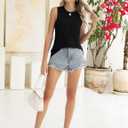 Kistore Womens Summer Tank Tops Sleeveless Crew Neck Pleated Blouse Shirts Fashion Clothes 2025 (Black, M)