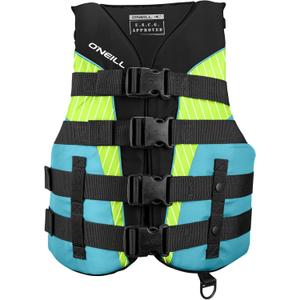 O'Neill Women's SuperLite USCG Life Vest (Medium, Black/Turquoise/Lime:Turquoise)