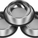 3Pcs Stainless Steel Dog Bowls Set - Non-Slip Food and Water Bowl 20 Oz - Dishwasher-Safe, Rust Resistant Metal Pet Bowls for Small/Medium/Large Sized Pets (Classic)