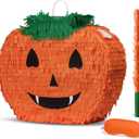 Halloween Pumpkin Pinata for Kids Birthday Party Fiestas Decorations Perfect for Halloween, Photo Prop, October Birthday, Funny and Spooky Games(17"x13"x3.7")