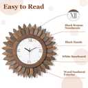 Honiway 14 Inch Wall Clocks Battery Operated Silent Non Ticking Rustic Wood Boho Sunburst Decorative Wall Clock for Living Room Kitchen Bedroom Farmhouse Office Decor (Tricolor-Roman Numerals)