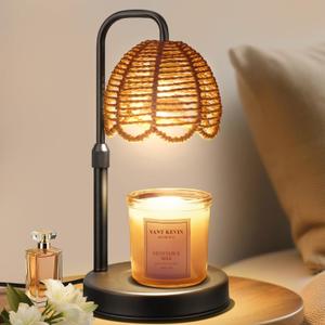 Nacial Candle Warmer Lamp with Timer Dimmable, Boho Electric Candle Warmer Lamp, Wax Warmer Lamp for Birthday Gifts for Women Mom, House Warming Christmas Gifts New Home Decor - Sleek Metal Base (Black)
