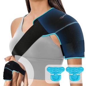 Comfytemp Shoulder Ice Pack Wrap Shoulder Brace Compression Sleeve for Shoulders Pain Relief, 2 Gel Ice Packs for Injuries Reusable, Cold Therapy for Rotator Cuff Recovery, Arm, S/M