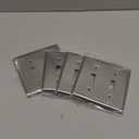 Double Light Switch Cover Metal Wall Plates Toggle Switch Plate Covers 2 Gang Stainless Steel Switch Faceplate, 4-Pack
