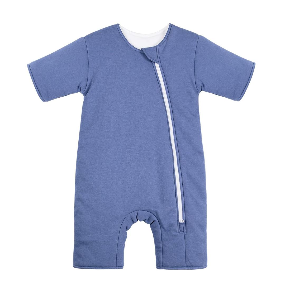 Baby Transition Sleep Sack 6-9 Months 100% Cotton Warm Thick Transition Swaddles for Newborns Infant Long Sleeve Sleep Sack with Feet Baby Wearable Blanket 2-Way Zipper Easy Diaper Changes (Sea)