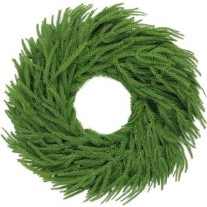 24“ Norfolk Pine Wreath, Christmas Wreaths for Front Door and The Perfect Outdoor Christmas Wreath, Christmas Door Wreath for Christmas Decor Indoor Outdoor Window Wall Decoration