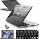 IBENZER Compatible with MacBook Air 13-inch Case M5 2026 M4 2025 M3 M2 2024-2022 A3449 A3240 A3113 A2681, Hard Shell Case & Keyboard Cover Screen Film Type-C for Mac air 13.6", Crystal BLK, KK-CYBK+2TC