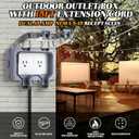 Kanayu Outdoor Outlet Box with 15ft Extension Cord, Dual 15 AMP 5-15 Receptacles Weatherproof Waterproof IP66 Outdoor Exterior Socket with Cover, 14 AWG/3C SJTW Cord