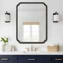 HOMECOOKIN Wood Bathroom Mirrors for Wall Mounted, 30" x40" Rustic Wood Frame Wall Mirrors Decorative for Living Room or Bedroom Vanity Mirror (Black)