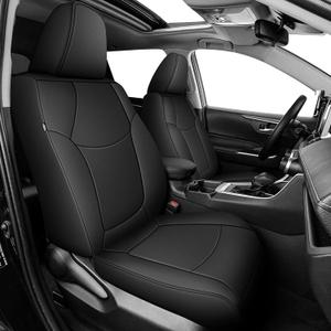 TTX LIGHTING Custom Fit Seat Covers for Toyota RAV4 2019 2020 2021 2022 2023 2024 2025 SE, LE,XLE,XLE Premium, Limited, Base, Full Set Waterproof Premium Faux Leather Airbag Compatible Black