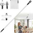 12FT Pole Light Bulb Changer for High Ceilings - Snap-On Pole Connection, Sturdy & Durable, Easy to Assemble - with 8-Finger Cage & Suction Cup - Fits Standard/Medium/Large LED Bulbs