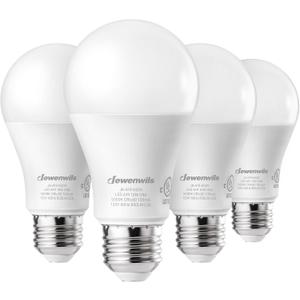 DEWENWILS 4 Pack A19 Dimmable LED Light Bulbs, 800LM, 5000K Daylight Light Bulbs, 9W(60W Equivalent) LED Bulb, E26 Base Light Bulb, UL Listed