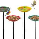 VEWOGARDEN 4 Pack Bird Bath for Outside Small Metal Bird Bath with Stake Outdoor Birdbath Set for Garden, Patio, Lawn Decor