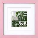 Egofine 8x8 Picture Frame Made of Solid with Plexiglass, Display Pictures 4x4/6x6 with Mat or 8x8 Without Mat for Tabletop and Wall Mounting, Pink