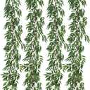 RECUTMS 4Pcs Artificial Willow Leaves Vine Twigs 5.7Ft Silk Willows Leaf Ivy Garland Faux Greenery Ivy Plant Decor for Indoor Outdoor Wedding Jungle Beach Birthday Party Garden Table Spring Summer