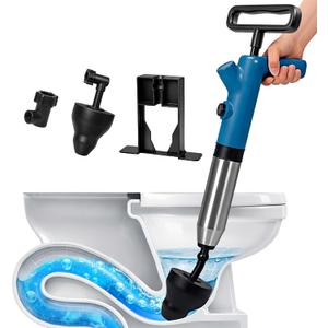 BOTEMY High Pressure Toilet Plunger & Drain Auger with Real-Time Gauge, Heavy-Duty Air Unclogger for Toilets, Sinks & Drains