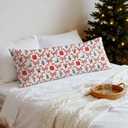 Mancheng-zi Coquette Red Bow Christmas 20x54 Body Pillow Cover Pillowcase with Zipper, Preppy Girly Christmas Decor, Retro Xmas Candy Cane Bow Trellis Decorative Long Hug Pillow Cases for Bed Couch