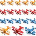 15 Pcs Metal Airplane Decorations Hanging, Vintage Iron Biplane Models, Retro Plane Aircraft for Home Room Desktop Christmas Decor, Red Blue Yellow