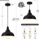 2 Pack Farmhouse Pendant Light Black Pendant Lights Kitchen Island Industrial Adjustable Hanging Barn Lamp Pendant Lighting Over Island Sink Light Fixtures