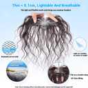 Curly Human Hair Topper with Bangs 2"x4.7" Front Hairline Concealer 10 Inch Ultra Thin Wavy Wiglet for Women Short Hair and Updos (5 * 12cm Black Curly Air Bangs)