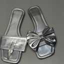 GORGLITTER Women's Bow Sandals Gold Square Open Toe Boho Dressy Cute Wedding Vacation Summer Slides Shoes 2025 Size 40