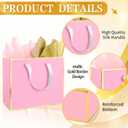Epoesch 12 Pack Fancy Pink Gift Bags with Handles and 24 Tissue Paper, Medium Size11.8"x10"x4" Inch for Birthdays, Weddings, Party Shopping, Corporate Gifts, Easter, Mother's Day, Holiday (Pink Gold)