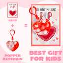 JOYIN 12 Packs Valentine's Day Cards with Pop Fidget Keychain Toys, Stress Anxiety Relief Fidget Toys with Cards for Kids Valentine Classroom Exchange Prizes, Valentine's Day Party Favors