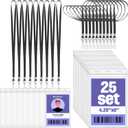 Patelai 25 Pack 4 x 6 Inch Extra Large Badge Credential Holders with 20 Inch Black Lanyard Vertical Name ID Badge PVC Card Holder ID Protector Sleeve Lanyard Pouch for Office Passport Tickets Event