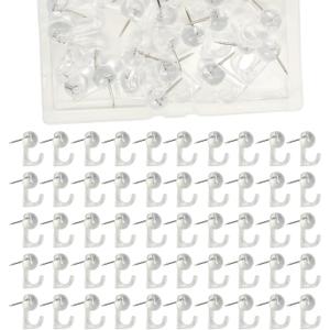 Push Pin Wall Hooks,50 pcs Durable Decorative Thumb Tack HookPlastic Clear Heads Push Pins Hooks for Photo Wall,Calendar Map,Cork Bulletin Board