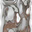 Caseative for iPhone 12 Case,Water Ripple Wave Meteorite Bubble Chrome Plating Electroplated Candy Phone Case (Silver)