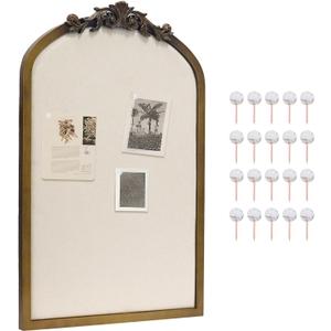 AIXI HOME Wood Antique Gold Bulletin Boards 19"x31",Ornate Vintage Cork Board for Wall Unique Display, Organization and Decor Options