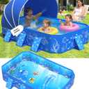 2026 Kiddie Pool with Canopy,Baby Swimming Pool for Toddler,Non-Inflatable Portable Pool for Kids,Foldable Toddler Pool with Shade,Kiddie Pool for Backyard,Pop Up Baby Beach Pool 53''40''33''