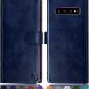 SUANPOT for Samsung Galaxy S10 6.1"(Non S10e,S10+) with RFID Blocking Leather Wallet case Credit Card Holder,Flip Folio Book Phone case Shockproof Cover Women Men for Samsung S10 case Wallet (Blue)