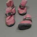 QUMY 4PCS Dog Shoes for Small Dogs, Hot Pavement Summer Puppy Dog Boots & Paw Protectors with Soft Anti-Slip Rubber Sole, Mesh Breathable Dog Booties for Hardfloors, Walking Running Khaki Size 1 (Pink)