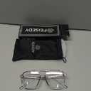 FEISEDY Blue Light Blocking Glasses Fake Nerd Clear Square Computer Lightweight Pilot Glasses Frame Oversized B2866 (Transparent Grey Frame)