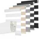 Persilux No Drill No Tool Custom Size Zebra Blind Dual Layer Privacy for Day and Night Window Blinds Light Filtering Cordless Windows Shades for Windows, Easy to Install Thermal Insulated Blinds, White