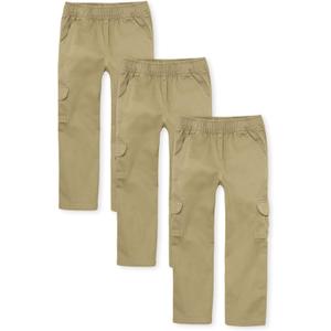 The Children's Place Boys' Pull on Cargo Pants (10, Flax 3-pack)