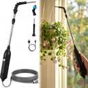 High Reach Electric Water Sprayer Wand for Hanging Plants, Telescoping Indoor Plant Waterer with Pump, 180 Adjustable Watering Nozzle, Fan Spray Head, High Flow Leak-Proof Design