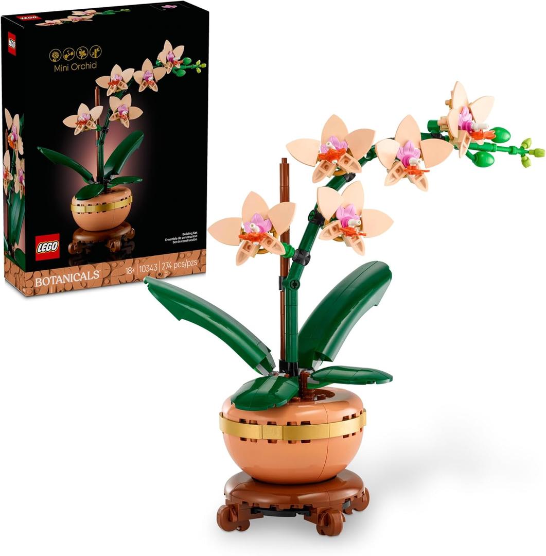 LEGO Botanicals Mini Orchid Building Set - Artificial, Fake Orchid for Home Decor, Adults Ages 18+ - Gift for Mothers Day - Indoor Plant Decorations for Table, Desk, Office - 10343