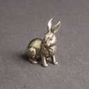 2pcs Brass Mini Antique Rabbit Statue Easter Bunny Figurine Miniature Collectible Figurines Souvenir Garden Micro Landscape Table Centerpiece Decorations