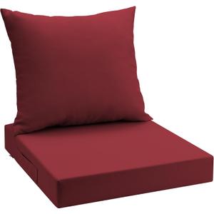 UNIKOME Outdoor Seat Cushions 22 X 22 Inch - Water-Resistant & Fade Resistant, Removable Cover Patio Furniture Cushions for Chair, Sofa, Couch, Wicker, Wine Red