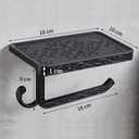 Toilet Paper Holder with Shelf Simple Black Wall Mounted Toilet Tissue Roll Holder Lightness Aluminum Toilet Paper Phone Holder Fancy Toilet Paper Shelf for Bathroom Accessories (Fits Regular Rolls)