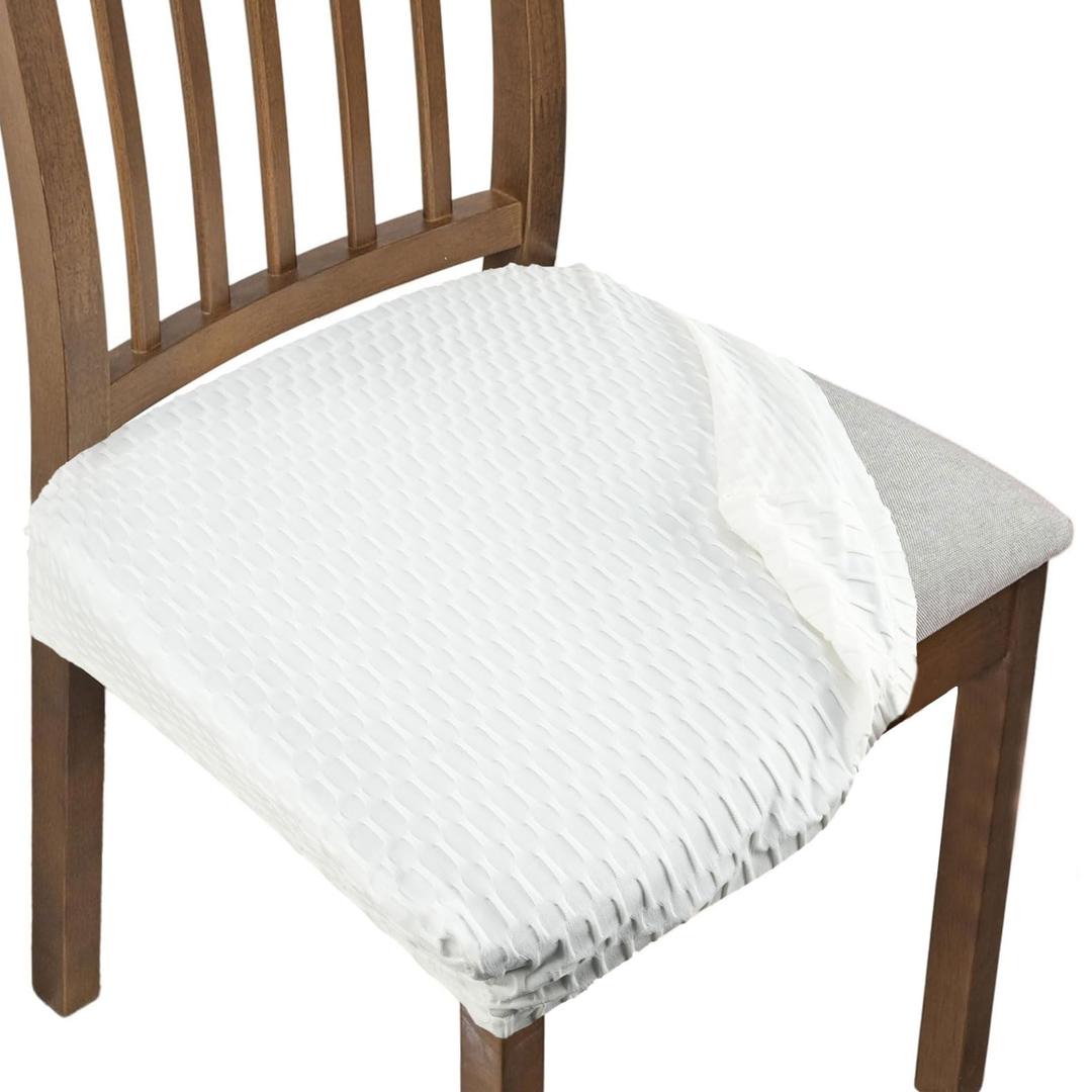 Adabana Seat Covers for Dining Room Chairs Set of 6, Removable Washable Chair Covers Seat Slipcover Protector, Beige