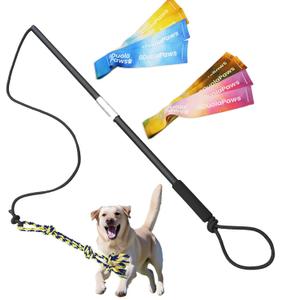 Flirt Pole for Dogs,Heavy Duty 4 Pieces Set with 3 Lures,Interactive Teaser Wand for Small Medium Large Pets, Durable Flirt Stick for Chase,Outdoor Tether Play,Exercise,Training