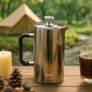 TOMAKEIT 1L/34 Oz French Press Coffee Maker,304 Stainless Steel Inserts Coffee Press,Durable & Easy Clean,Leak-Proof Design,Prensa Francesa Para Cafe for Home,Office,Camping TOMAKEIT 1L/34 Oz French Press Coffee Maker,304 Stainless Steel Inserts Coffee Press,Durable & Easy Clean,Leak-Proof Design,Prensa Francesa Para Cafe for Home,Office,Camping