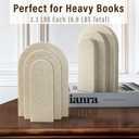 LIN CHUAN Heavy Duty Bookends for Shelves, 6.6 LBS Heavy Book Ends for Heavy Books, Decorative Modern Bookends with Faux Sandstone Look, Layered Arch Book Stopper for Bookshelf Holder Set of 2, Beige