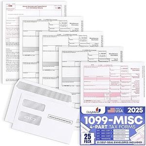 1099 INT Tax Forms 2025 Interest Income Set, 4 Part 25 Pack, Great for QuickBooks and Accounting Software 25 Laser Form Sets for Interest Income, 1099INT 2025