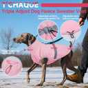 T'CHAQUE Tech Dog Fleece Vest Clothes for Large Dogs, Thermal Fleece Sweater with Leash Hole, Pet Sweaters with Reflective Strips, Stretchy Pullover Coats for Weimaraner Boxer, Fall/Winter(Pink, XL)