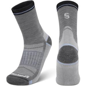 Ultralight Merino Wool Hiking Socks, Thin Breathable Crew Running Socks for Men Women, Moisture Wicking Athletic (Gray, Large)
