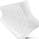 PAPLUS Athletic Crew Compression Socks (6 Pairs) for Men & Women, Running Socks With Arch Support (White, XL)
